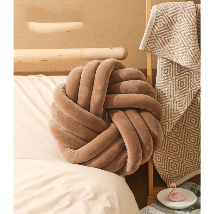 Velvet knot ball cushion