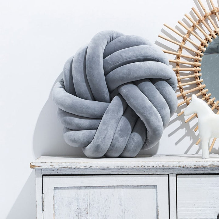 Velvet knot ball cushion