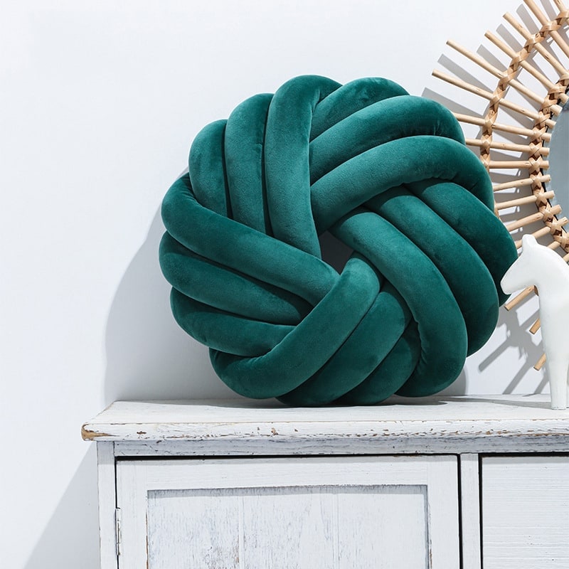 Velvet knot ball cushion