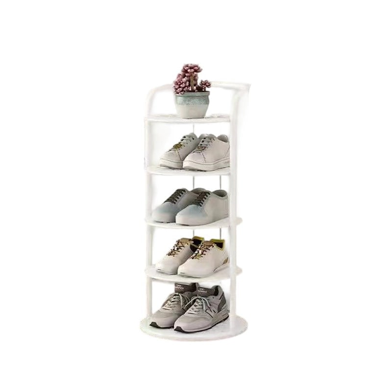 Vertical metal shoe rack with round tiers
