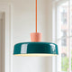 Vintage Ceramic and Metal Dome Pendant Light