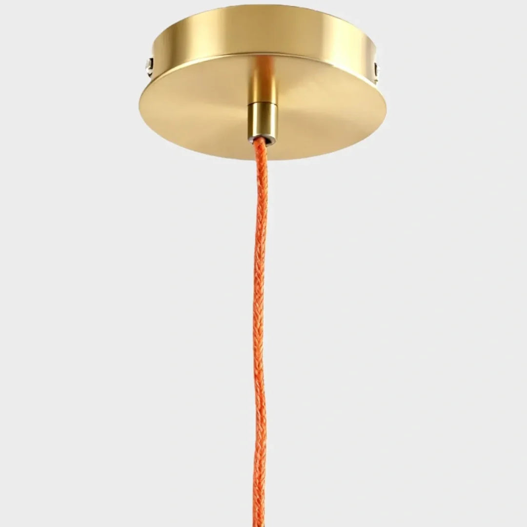 Vintage Ceramic and Metal Dome Pendant Light