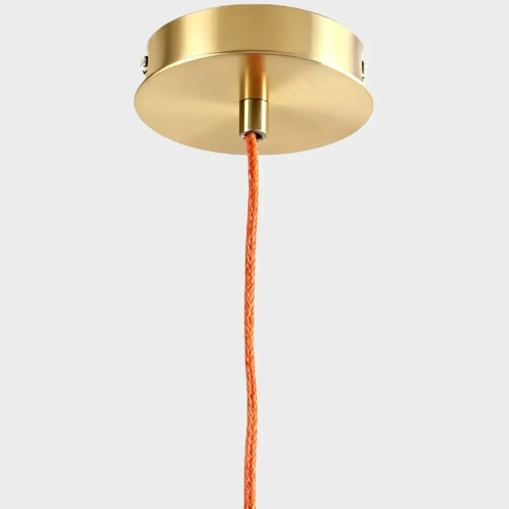 Vintage Ceramic and Metal Dome Pendant Light