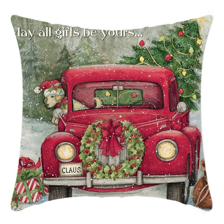Vintage Christmas scene cushion cover