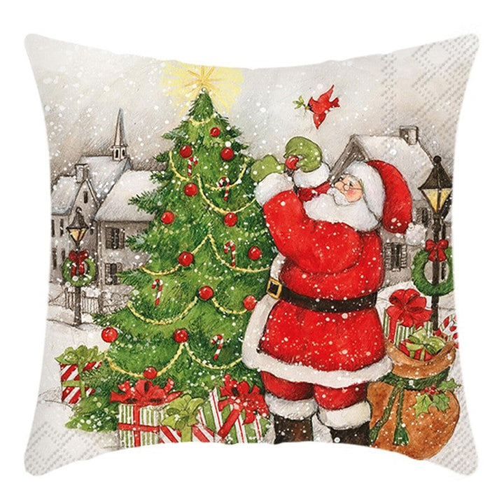 Vintage Christmas scene cushion cover