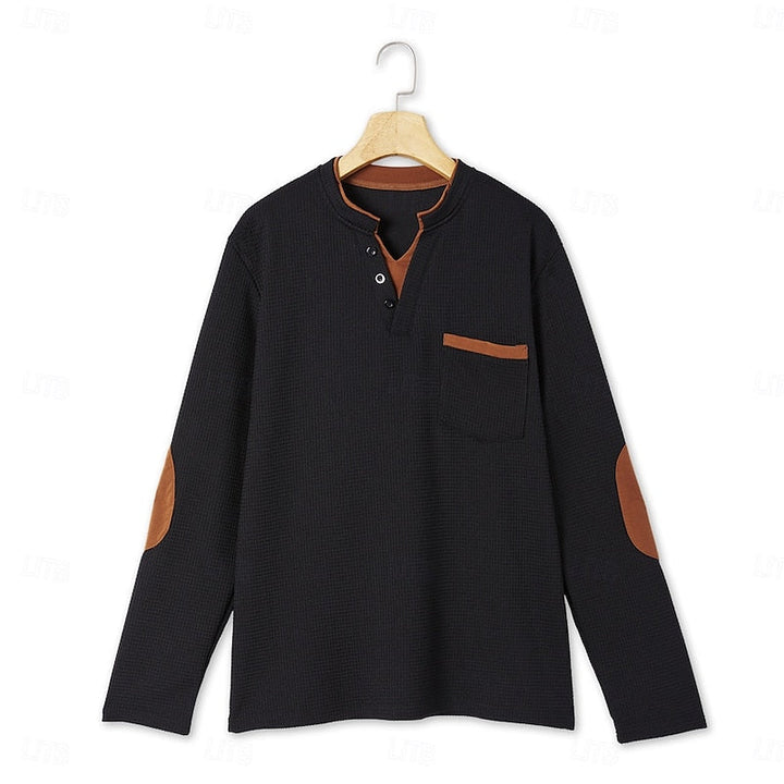 Men's Long-Sleeve Waffle-Textured Henley Summer Shirt – image 11