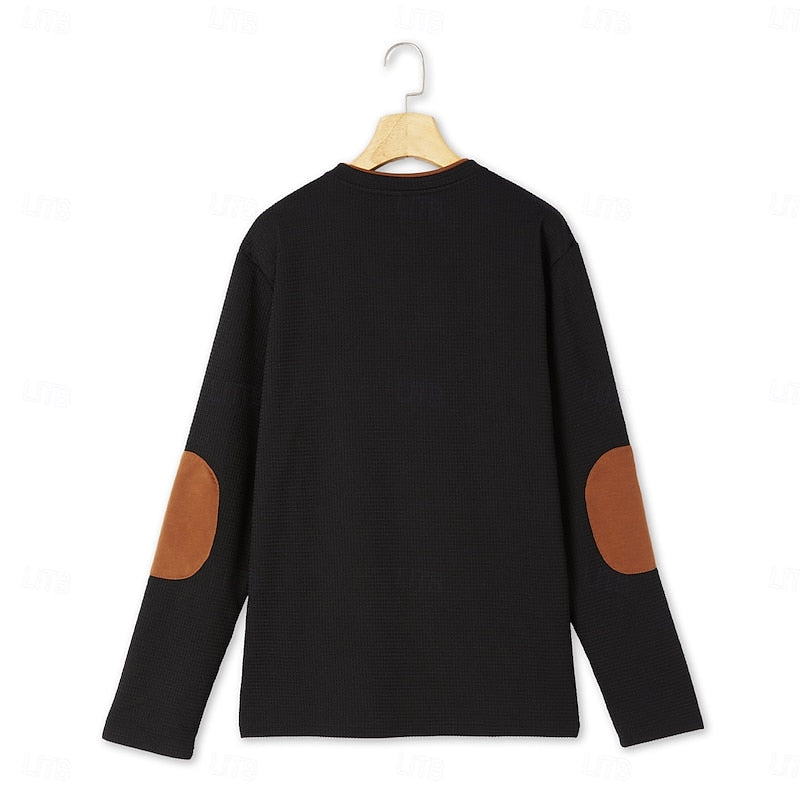 Men's Long-Sleeve Waffle-Textured Henley Summer Shirt – image 10