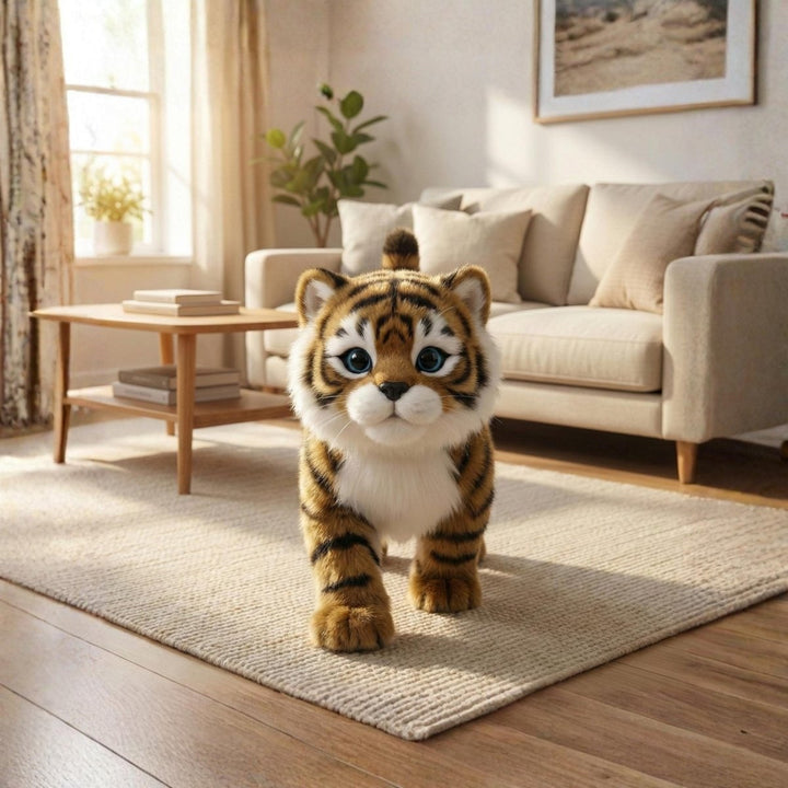Walking plush tiger cub toy
