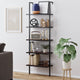 Walnut and Black 5-Shelf Ladder Bookshelf