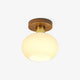 Walnut and opal glass ceiling light