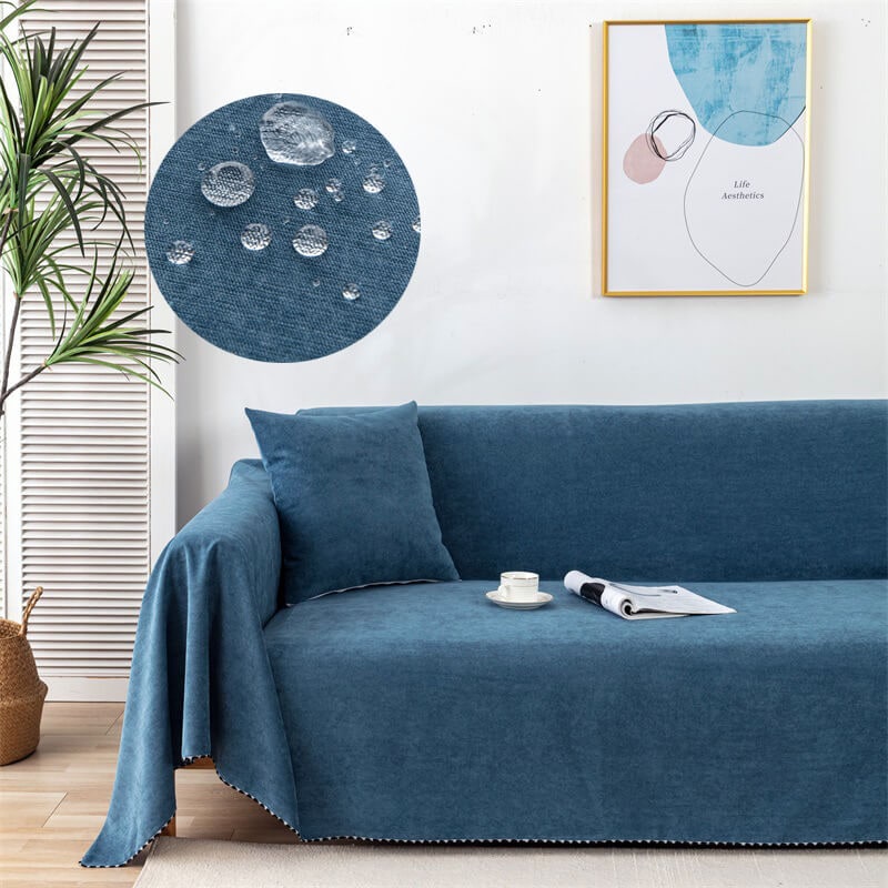 Water-resistant chenille sofa throw