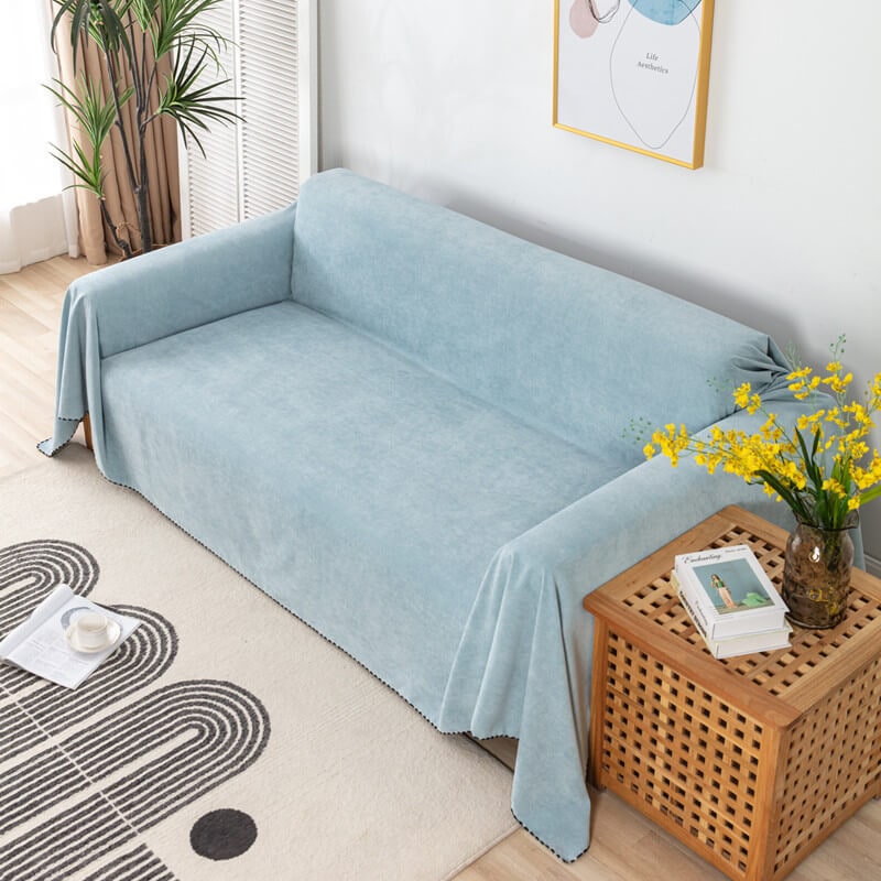 Water-resistant chenille sofa throw