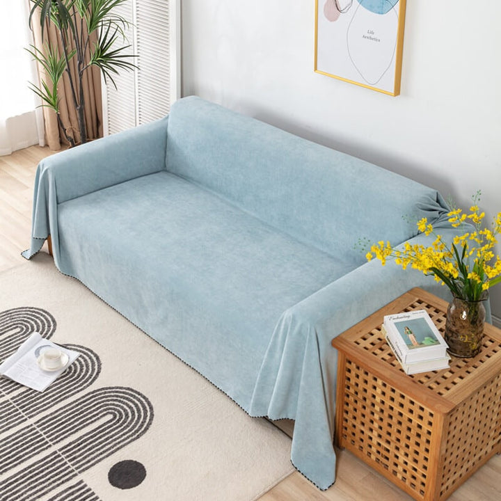 Water-resistant chenille sofa throw