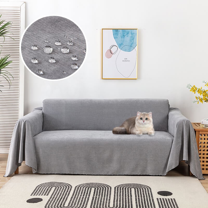 Water-resistant chenille sofa throw