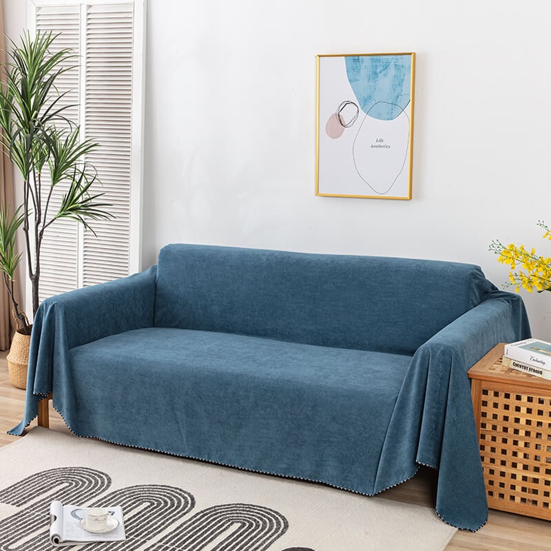 Water-resistant chenille sofa throw