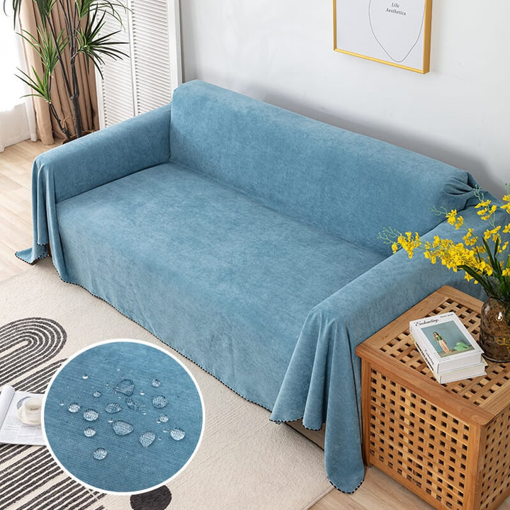 Water-resistant chenille sofa throw