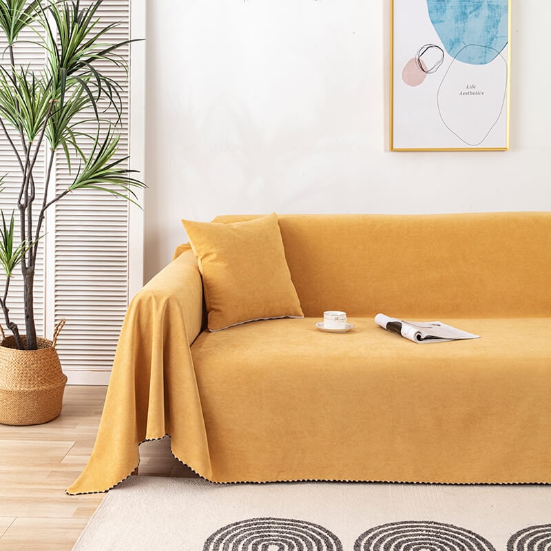 Water-resistant chenille sofa throw