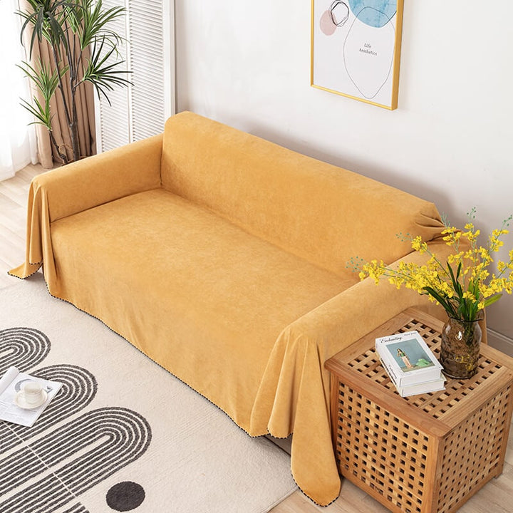 Water-resistant chenille sofa throw