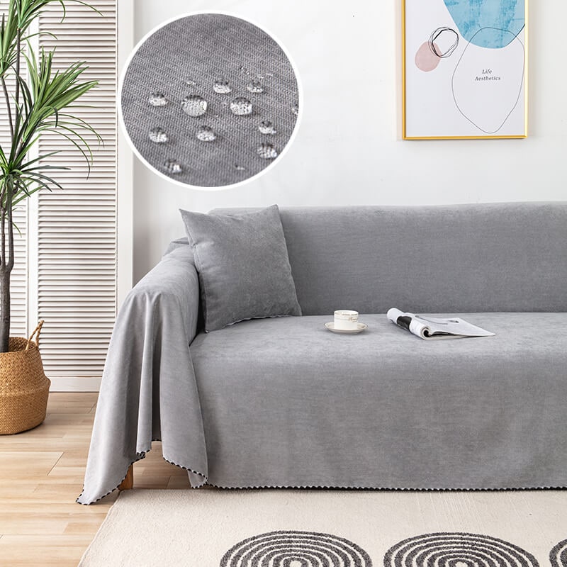 Water-resistant chenille sofa throw