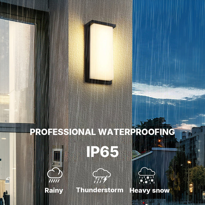 Rectangular Outdoor Wall Light | Black Frame, Opal Diffuser, IP65