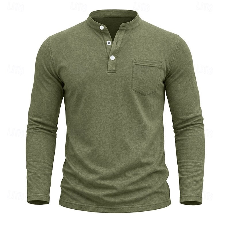Men's Long-Sleeve Henley Summer Shirt – image 7