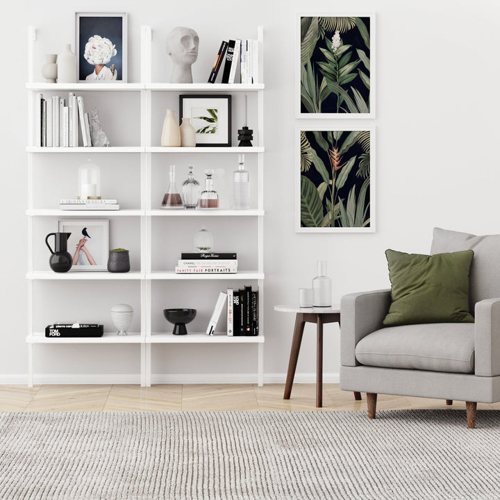White 5-Shelf Ladder Bookshelf