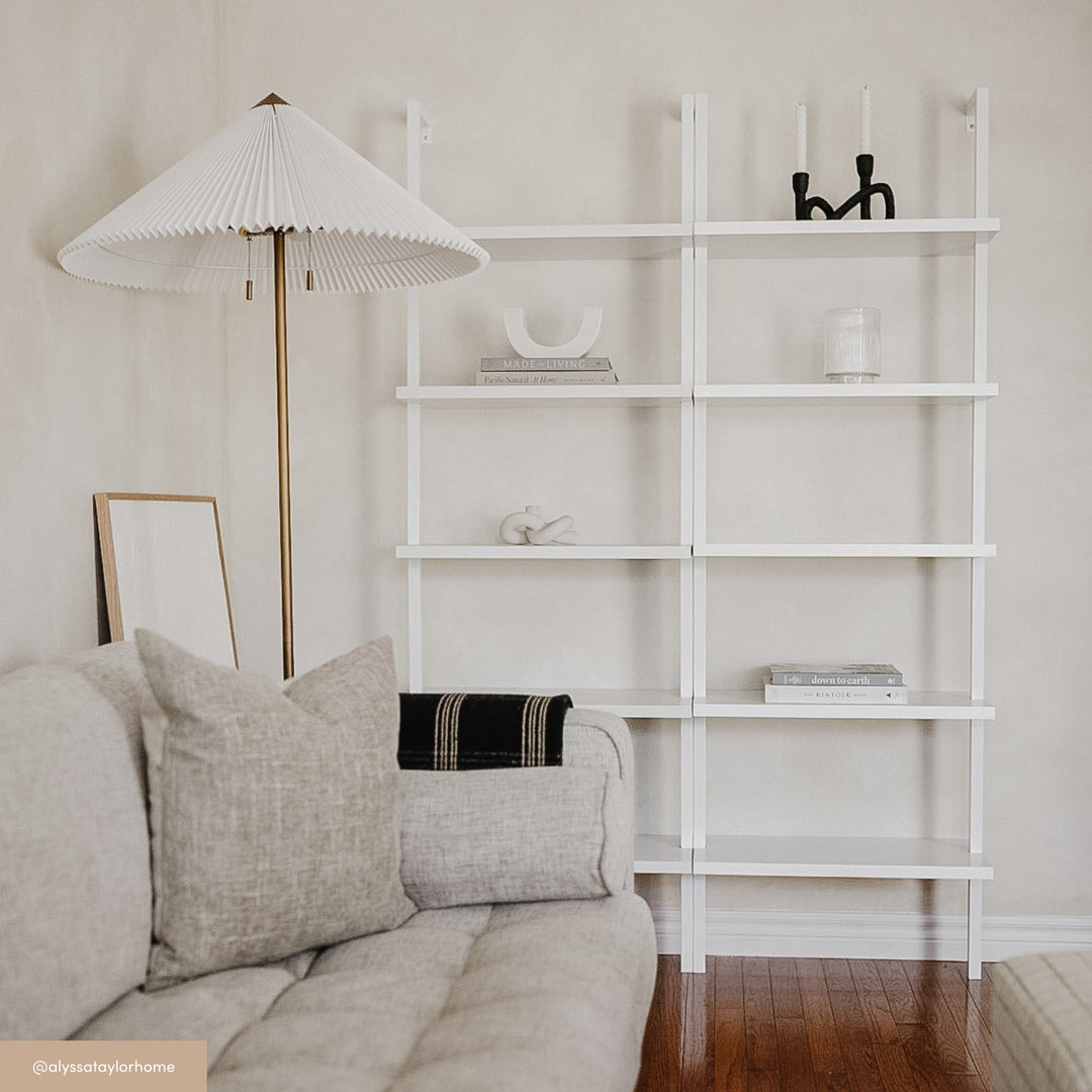 White 5-Shelf Ladder Bookshelf