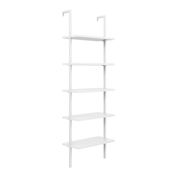 White 5-Shelf Ladder Bookshelf