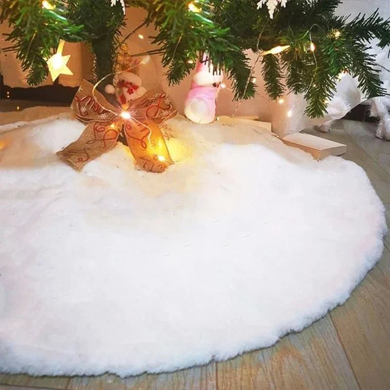 White faux fur Christmas tree skirt