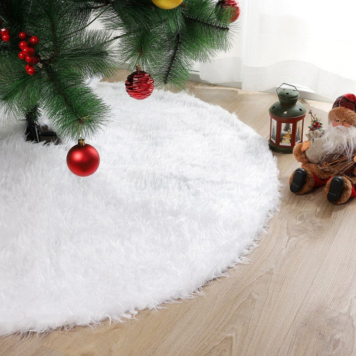 White faux fur Christmas tree skirt