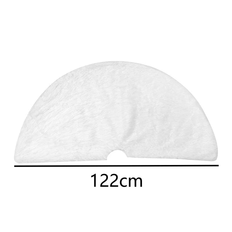 White faux fur Christmas tree skirt