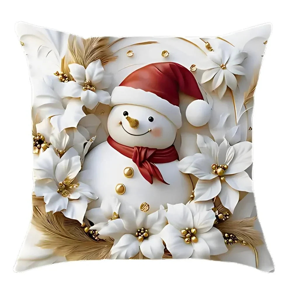 White and gold Christmas cushion covers set of 4