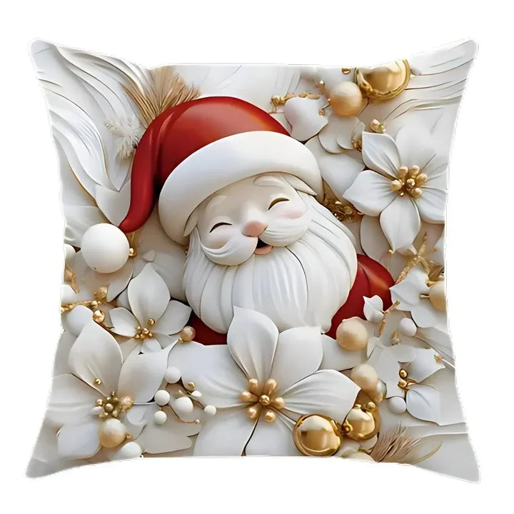 White and gold Christmas cushion covers set of 4