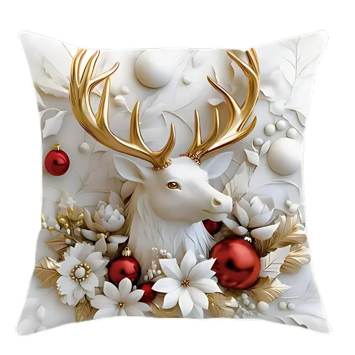 White and gold Christmas cushion covers set of 4