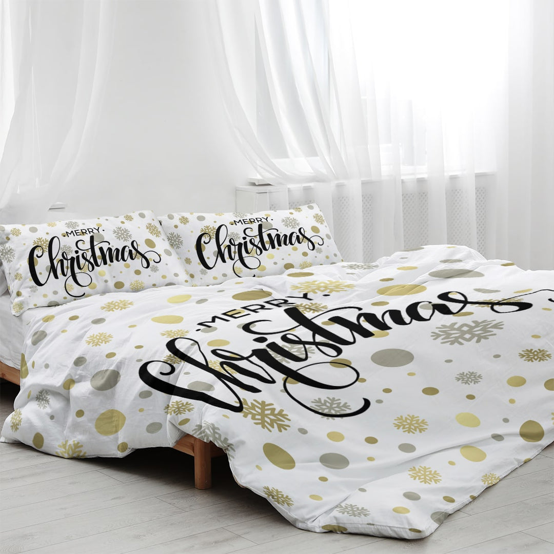 White Merry Christmas duvet cover set