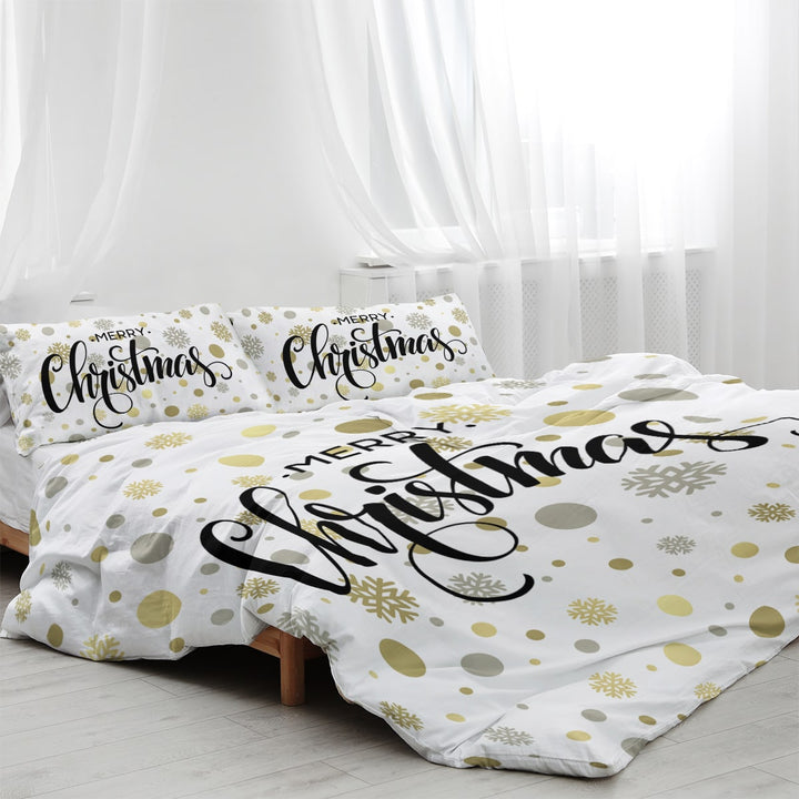 White Merry Christmas duvet cover set
