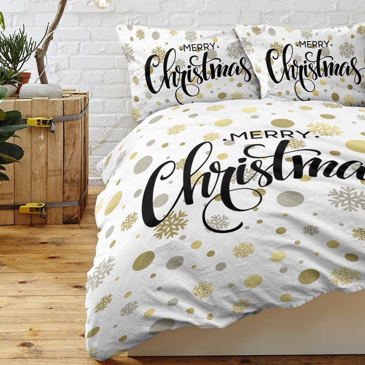 White Merry Christmas duvet cover set