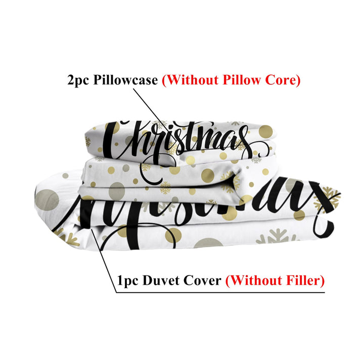 White Merry Christmas duvet cover set
