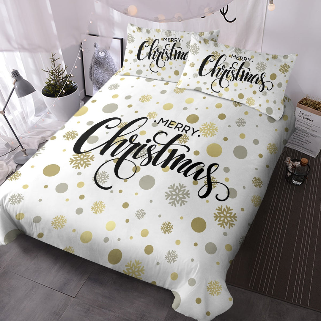 White Merry Christmas duvet cover set