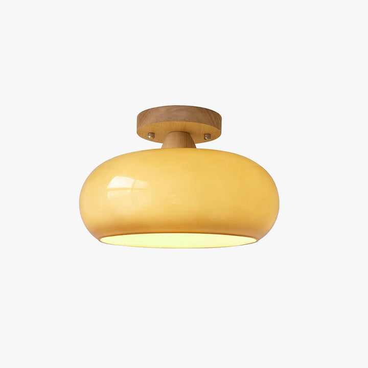 Wood and glass mushroom ceiling light