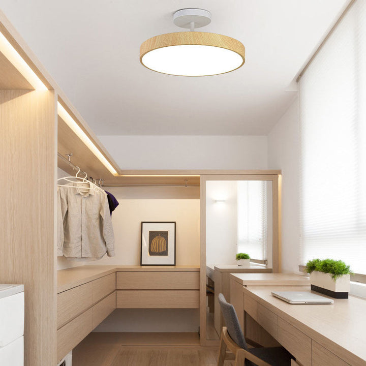 Wood effect LED ceiling light