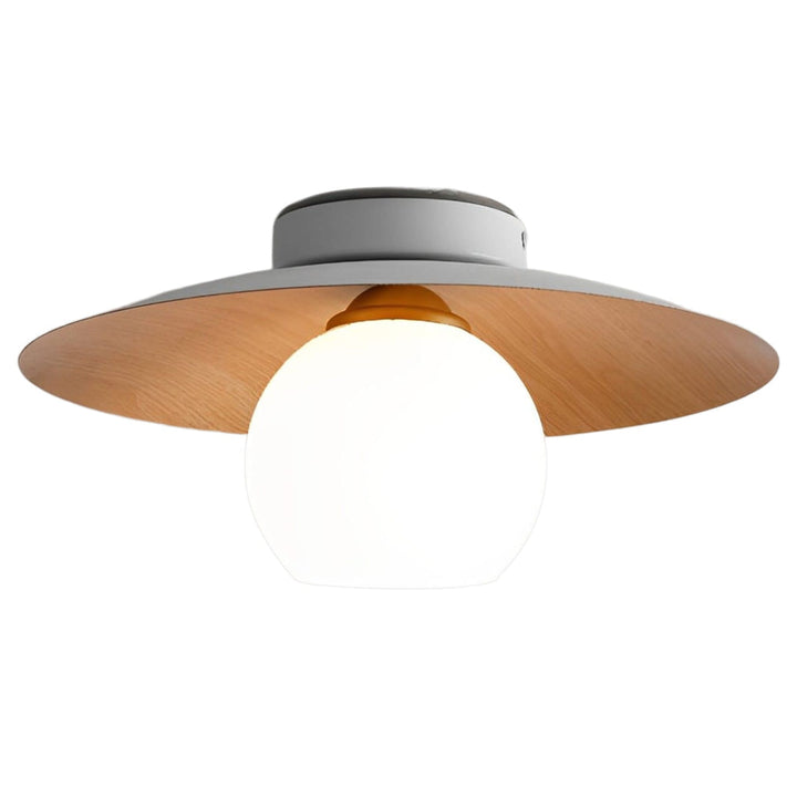 Wood saucer ceiling light