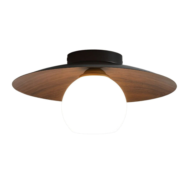 Wood saucer ceiling light