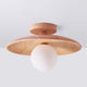 Wooden disc flush ceiling light