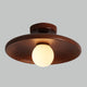 Wooden disc flush ceiling light