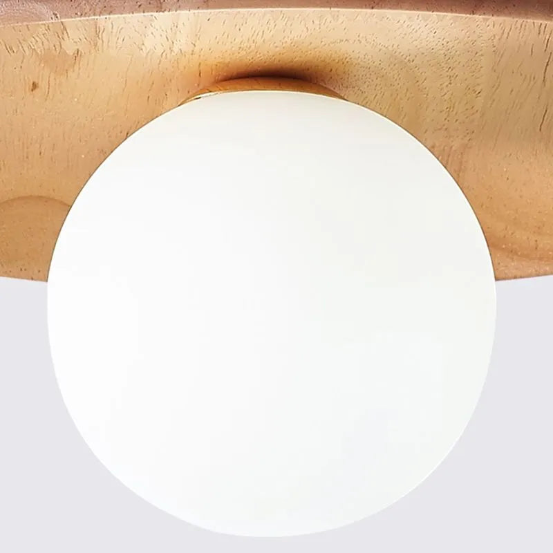 Wooden disc flush ceiling light