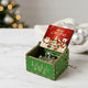 Wooden hand-crank Christmas music box