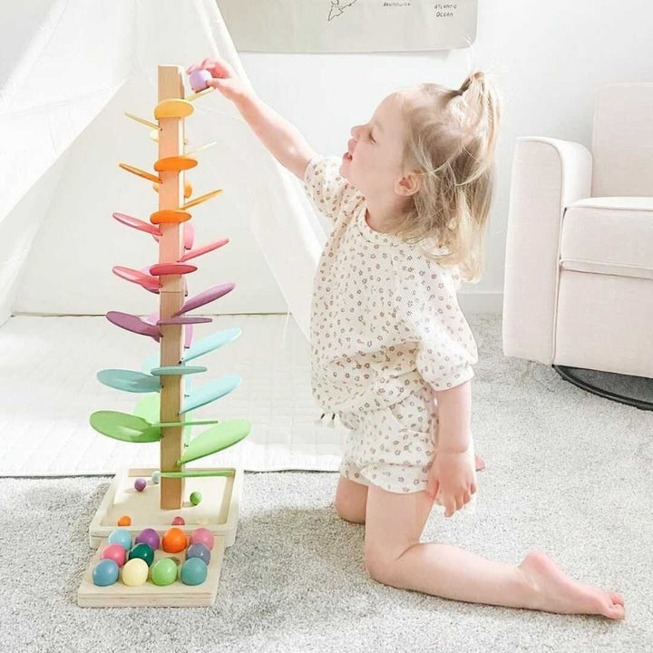 Wooden rainbow sound tree marble run