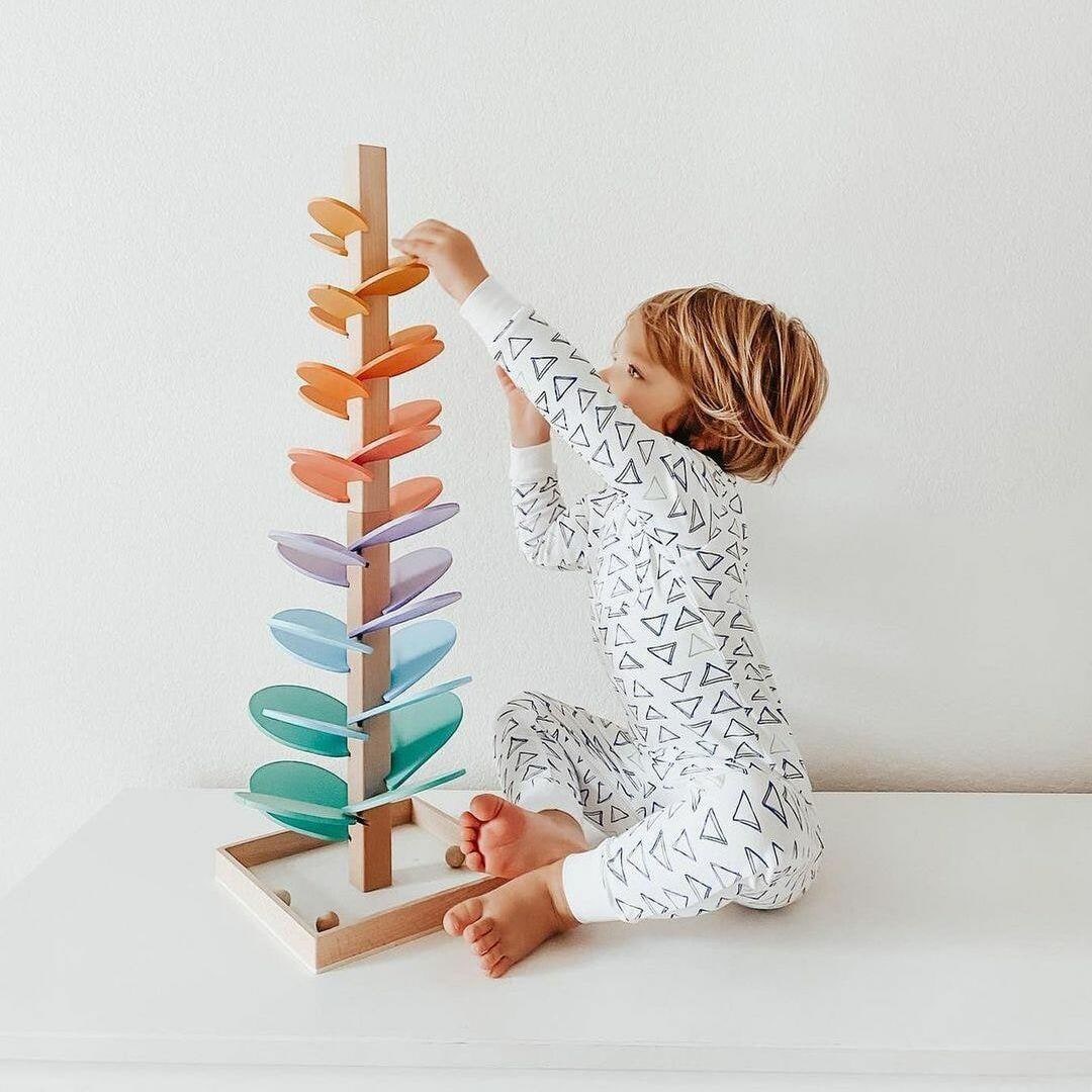 Wooden rainbow sound tree marble run