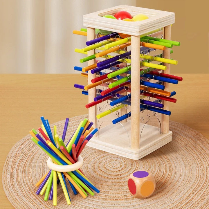 Wooden stick tower balance game